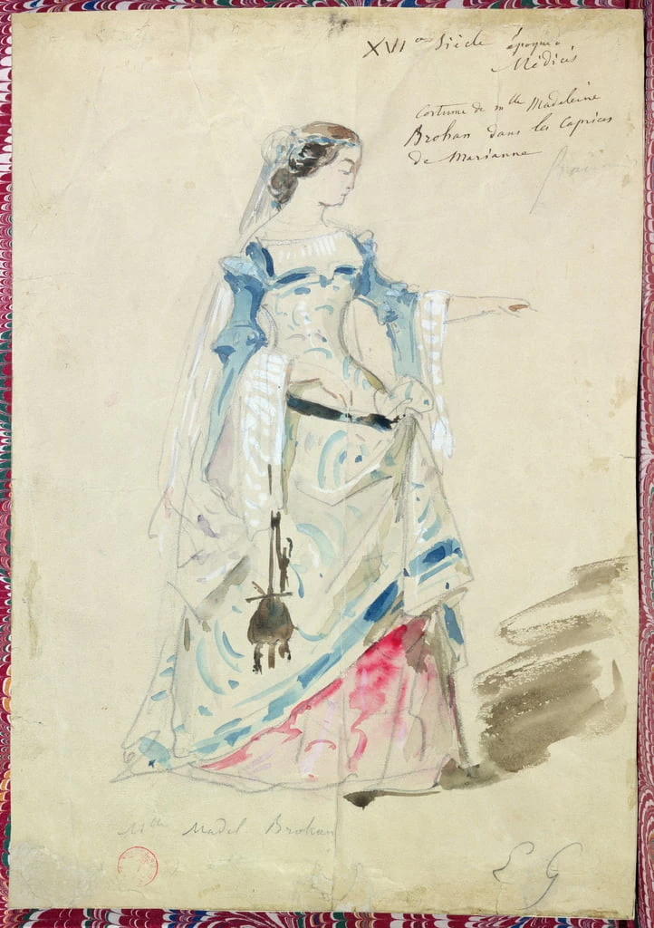 Costumi per Madeleine Brohant per il ruolo di Marianne - Les Caprices de Marianne di Alfred de Musset, Biblioteca della Commedia Francese, Parigi